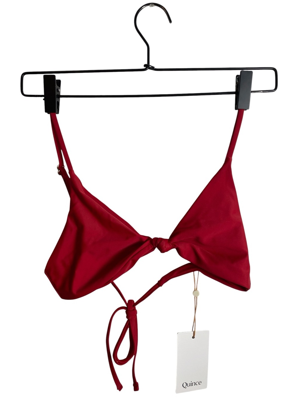 Quince Red Triangle Knot Front Bikini Swim Top